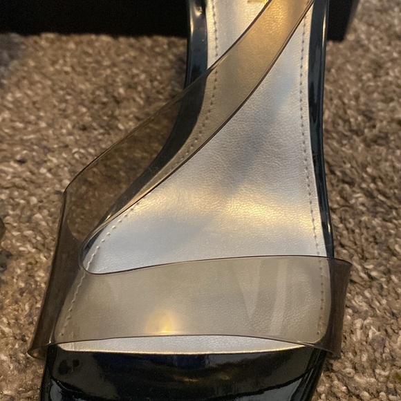 Nine West Ilene Dress Sandals Heels Black Transparent Top 4” Heel sz 9 NIB - Picture 3 of 7